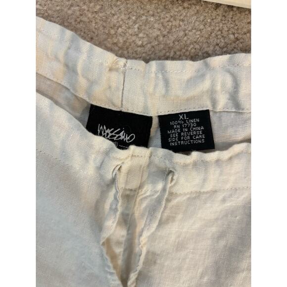 Mossimo Womens Linen Straight Capri Pants Size XL White Summer Lounge Beach - Picture 3 of 5